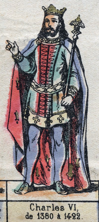 Portrait de Charles VI de France, dit Charles le Bien-Aimé (1368-1422) (dynastie des Capétiens). Illustration fin 19e siècle. - French School