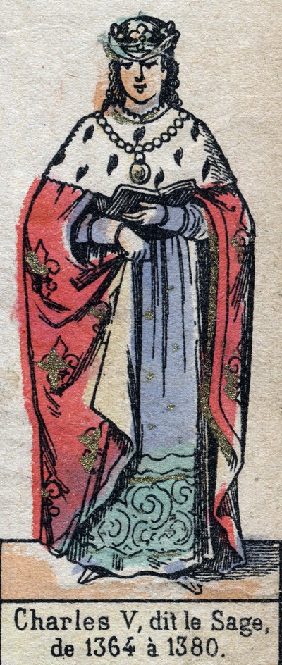 Portrait de Charles V de France, dit Charles le Sage (1338-1380) (dynastie des Capétiens). Illustration fin XIXe siècle. - French School