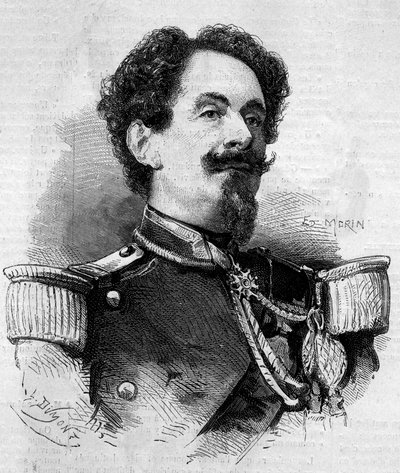 Portrait de Charles Victor Frébault (Général Frébault) (1813-1888), Gouverneur de la Guadeloupe. Gravure dans « Le Monde Illustré » n°148 du 11 février 1860 - French School