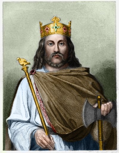 Portrait de Chilpéric Ier (539 - 584), Roi de Neustrie - dans « Histoire des Français » par Lavallée, gravure, sd - French School