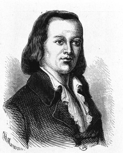 Portrait de Claude Chappe (1765 - 1807), ingénieur français qui a réalisé le premier télégraphe aérien - dans « Album de la Science ; savants illustres ; Grandes découvertes » 1896. - French School