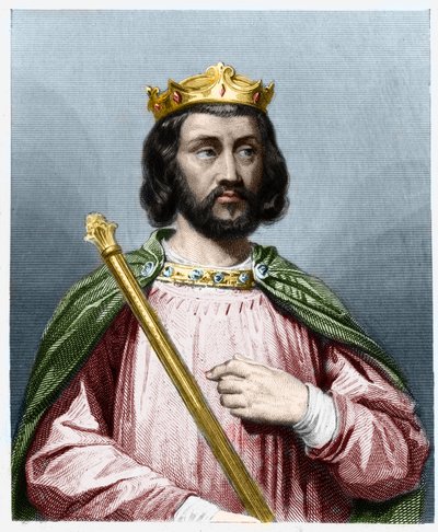 Portrait de Clotaire (Clothaire) III (652 - 673), Roi de Neustrie et de Bourgogne - dans « Histoire des Français » par Lavallée, gravure, sd - French School