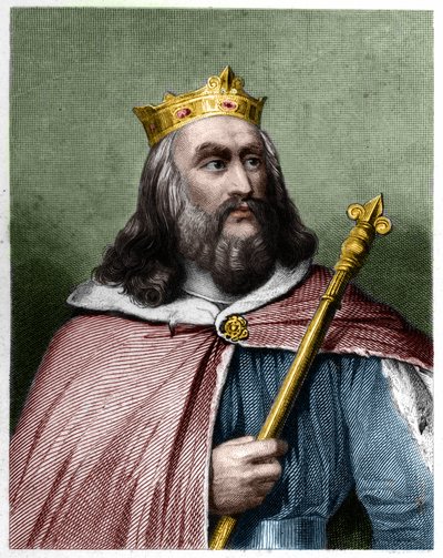 Portrait de Clotaire II (584 - 628), roi de Neustrie et roi des Francs - dans « Histoire des Français » par Lavallée, gravure, sd. - French School