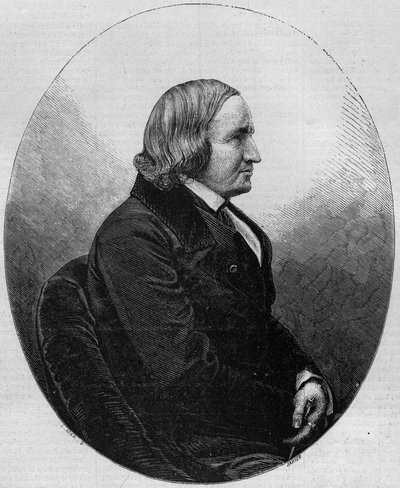 Portrait du comte Alfred de Vigny (1797-1863), écrivain et poète français. Gravure dans « Le Monde Illustré » n°36 du 19 décembre 1857. - French School