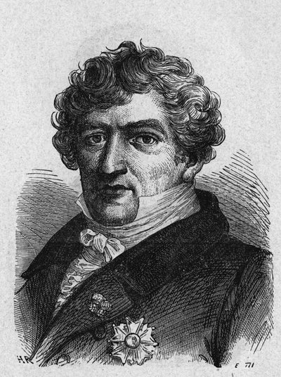 Portrait de Cuvier (1769-1832), zoologiste et paléontologue français - dans "Album de la Science; savants illustres; Grandes découvertes" 1896. - French School