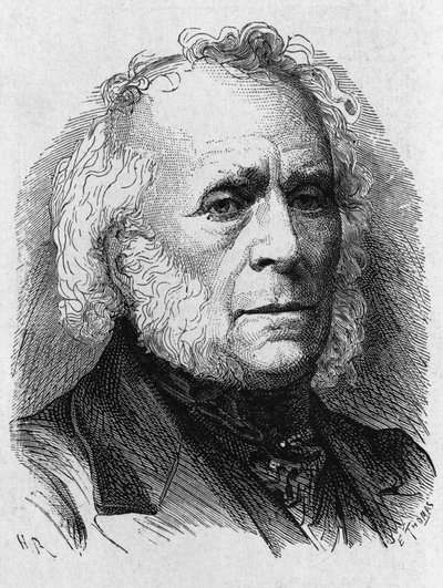 Portrait de David Brewster (1781 - 1868) - dans "Album de la Science; savants illustres; Grandes découvertes" 1896. - French School