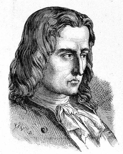 Portrait de Denis Papin (1647 - 1714) - dans « Album de la Science; savants illustres; Grandes découvertes » 1896 - French School