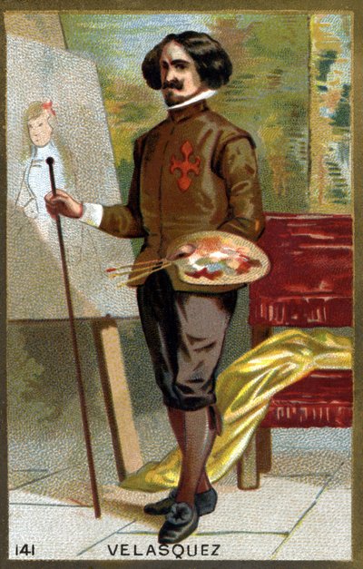 Portrait de Diego Rodriguez de Silva y Velazquez dit Diego Velasquez (1599-1660). Chromolithographie de la fin du 19ème siècle - French School