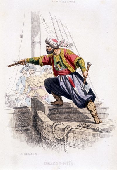 Portrait de Dragut - Reïs, pirate turc du 16e siècle - dans « Histoire des pirates et corsaires de l