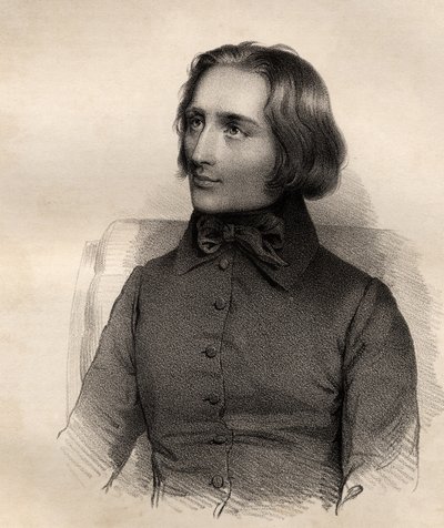 Portrait de Franz Liszt (1811-86) virtuose du piano et compositeur hongrois - French School