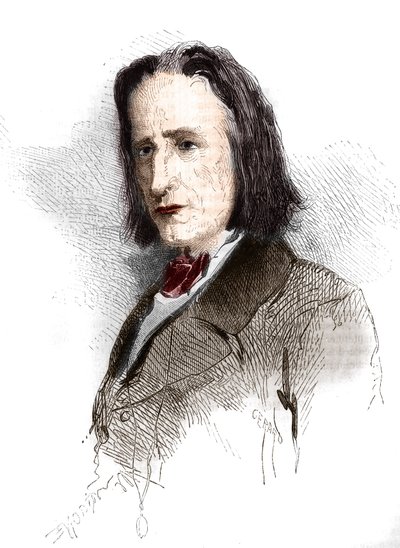 Portrait de Franz Liszt (1811-1886), compositeur et pianiste hongrois - French School