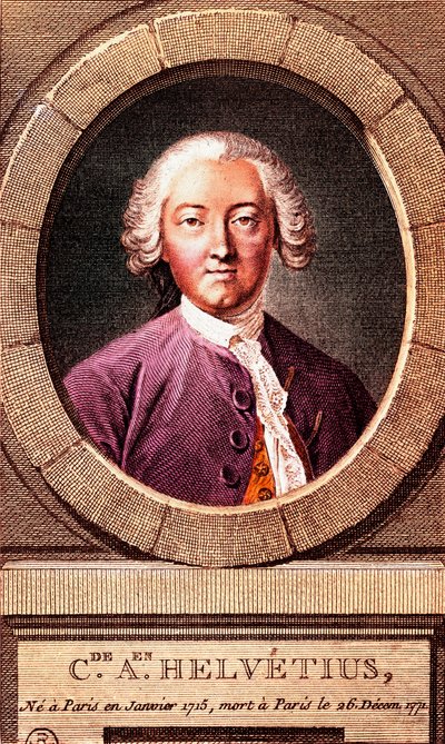 Portrait du philosophe français Claude Adrien Helvétius (1715-1771), gravure. 1772. - French School
