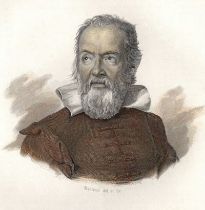 Portrait de Galilée (Galileo Galilei) (1564-1642), physicien, mathématicien et astronome italien. dans "Portraits des Hommes Utiles" - French School