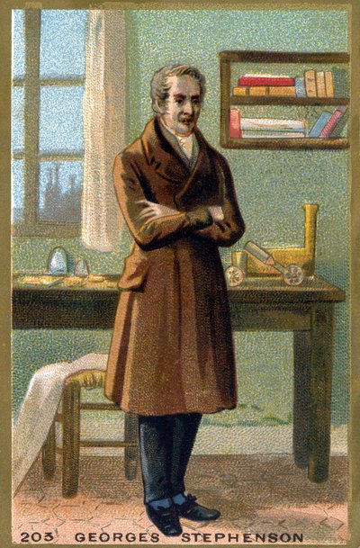 Portrait de George Stephenson (1781-1848). Chromolithographie de la fin du 19ème siècle - French School