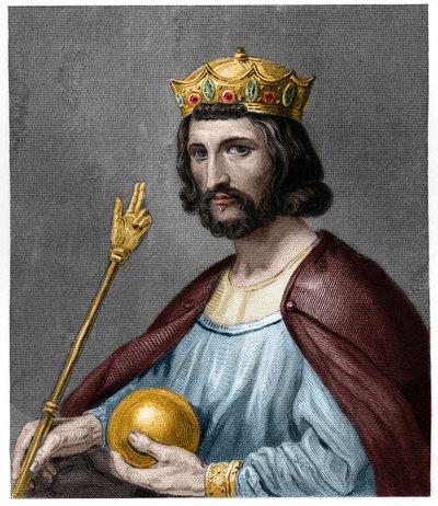 Portrait de Hugues I Capet, duc de France puis roi de France - dans « Histoire des Français » par Lavallée - French School