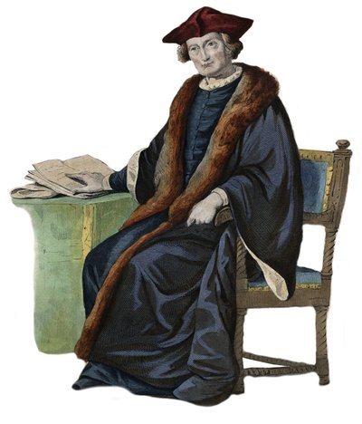 Portrait de Jacques Auguste (Jacques-Auguste) de Thou (Thuanus) (1553-1617), historien français, collectionneur de livres et président du Parlement de Paris. illustration de « Le Plutarque Français » par Edmond Mennechet - French School