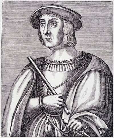 Portrait de Jacques II de Chabannes (La Palice) (1470-1525) gravure de « Louis XII et Anne de Bretagne » par Paul Lacroix, éd. Georges Hurtrel - French School