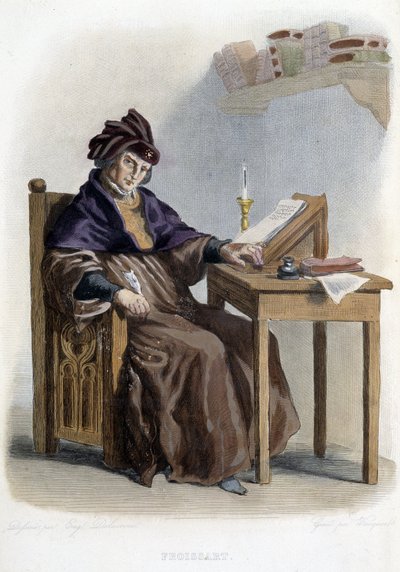 Portrait de Jean Froissart (1337-1404) - dans « Le Plutarque français », par Mennechet - French School