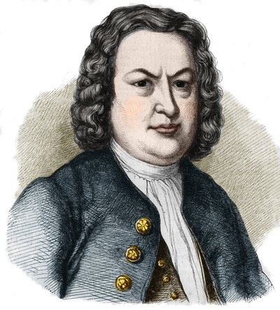 Portrait de Jean Sébastien Bach (1685-1750) compositeur allemand. Gravure de 1858. - French School