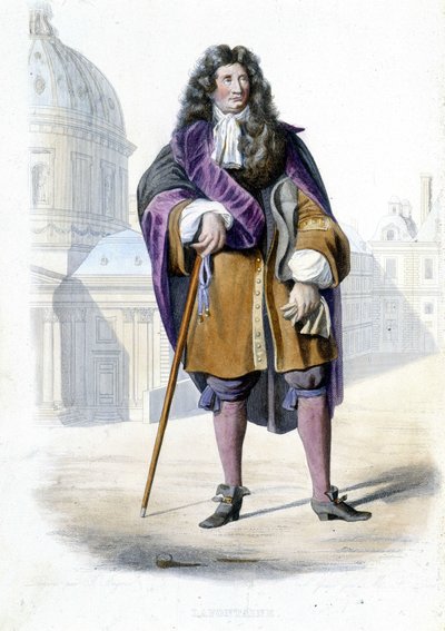Portrait de Jean de La Fontaine, écrivain français (1621-1695) - dans « Le Plutarque français », par Mennechet - French School