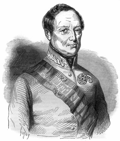 Portrait de Joseph Wenzel Radetzky von Radetz (ou Comte Joseph Radetzky) (1766-1858) maréchal autrichien. Gravure dans « Histoire des Papes-Rois-Reines et Empereurs à travers les siècles » par Maurice Lachatre - French School