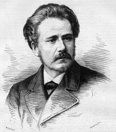 Portrait de Jules Massenet (1842-1912), compositeur français. Gravure dans « Le Monde Illustré » n°1047 du 5 mai 1877 - French School