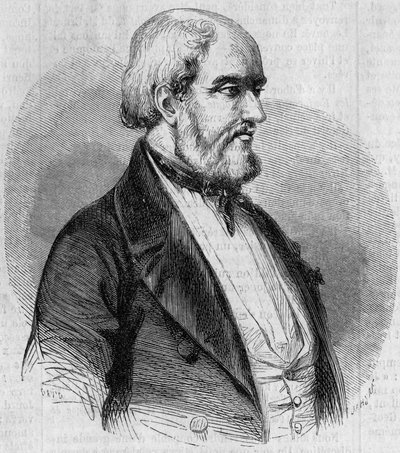 Portrait de Louis Garneray (1783-1857), marin, peintre et historien de la marine français. Gravure dans « Le Monde Illustré » n°26 du 10 octobre - French School