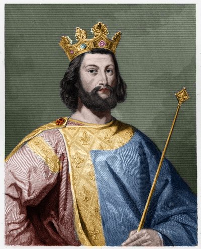 Portrait de Louis VII le Jeune (1120 - 1180), roi de France - dans « Histoire des Français » par Lavallée, gravure, sd. - French School