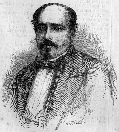 Portrait de Luiz Augusto Rebello da Silva (1822-1871), écrivain portugais - Gravure dans « Le Monde Illustré » n°227 du 17 août 1861 - French School