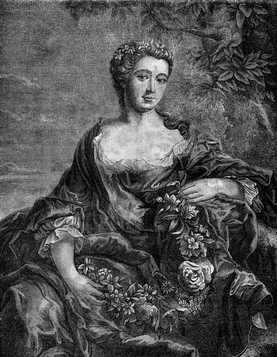 Portrait de Madame de Chateauroux, Marie-Anne de Mailly-Nesle (1717-1744), favorite du roi Louis XV. Gravure dans « L