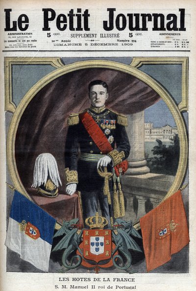 Portrait de Manuel II roi du Portugal (1889-1932) lors de sa visite à Paris - « Le Petit Journal » du 5 décembre - French School