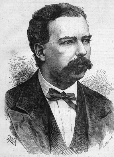 Portrait de Manuel Pardo (1834-1878), président du Pérou de 1872 à 1876. Gravure dans « Le Monde Illustré » n°1132 du 7 décembre 1878. - French School
