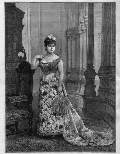 Portrait de Marie Heilbronn, soprano belge. Gravure dans « Le Monde Illustré » - French School