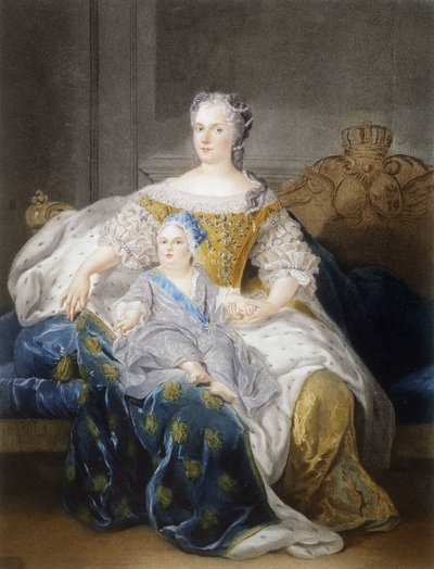 Portrait de Marie Leszczynska et le Dauphin - French School