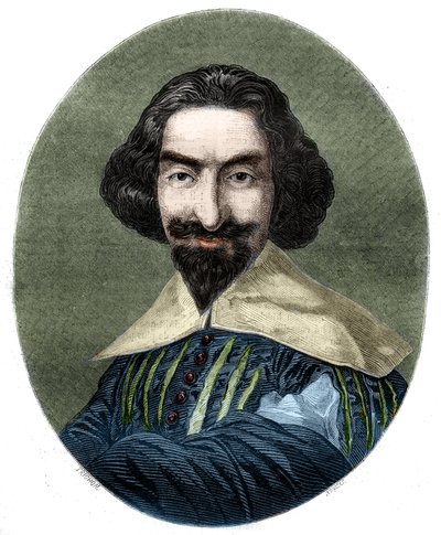 Portrait de Miguel de Cervantes Saavedra (1547-1616), écrivain espagnol. Gravure de 1852 d