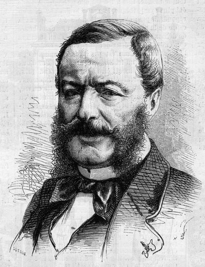 Portrait de Nestor Roqueplan (1804-1870), écrivain, journaliste et administrateur de théâtres français. Gravure dans « Le Monde Illustré » n°681 du 30 avril - French School