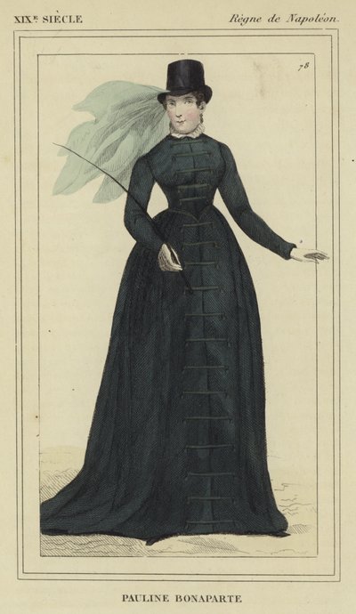 Portrait de Pauline Bonaparte (gravure en couleur) - French School