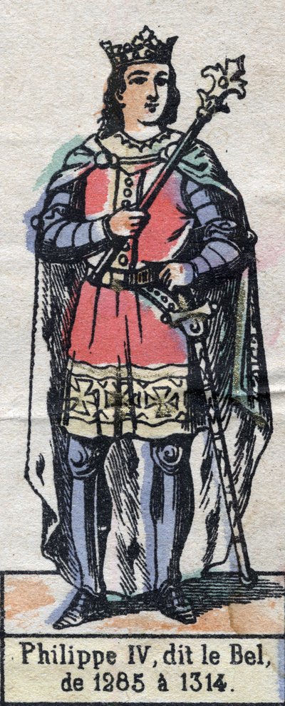 Portrait de Philippe IV de France, dit Philippe le Bel (1268-1314) (dynastie des Capétiens). Illustration fin XIXe siècle. - French School