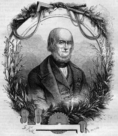 Portrait de Philippe de Girard (1775-1845), inventeur et industriel français, créateur de la machine à filer le lin. Gravure de 1866-1867. - French School