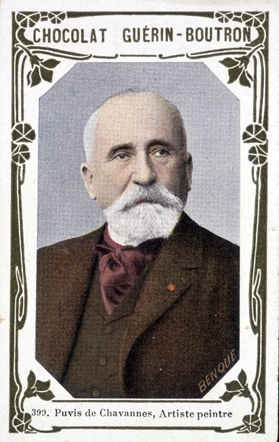 Portrait de Pierre Puvis de Chavannes, peintre français (1824-1898). Vignette des chocolats Guérin-Boutron - French School