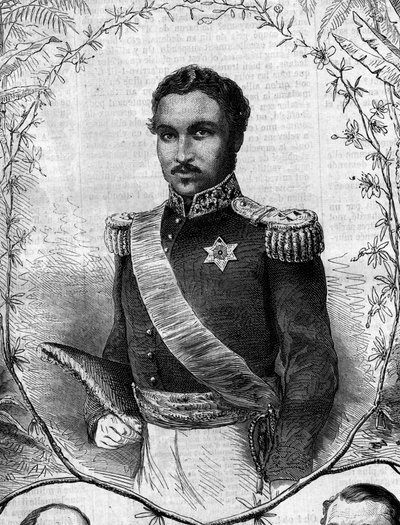 Portrait de Radama II (1829-1863), roi de Madagascar. Gravure dans « Le Monde Illustré » n°268 du 31 mai 1862. - French School