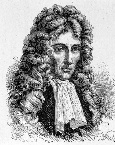 Portrait de Robert Boyle (1627 - 1691), physicien et chimiste irlandais - dans « Album de la Science ; savants illustres ; Grandes découvertes » 1896 - French School
