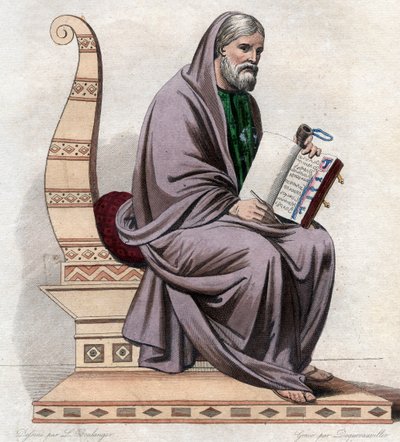 Portrait de Saint Grégoire de Tours (538-594), historien français et évêque de Tours - French School