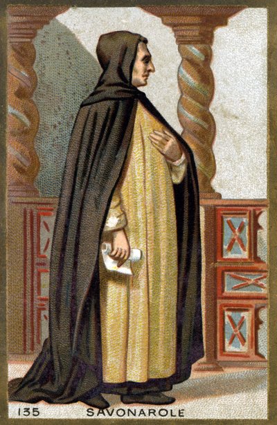 Portrait de Savonarole (1452-1498) Girolamo Savonarola. Chromolithographie de la fin du 19ème siècle - French School