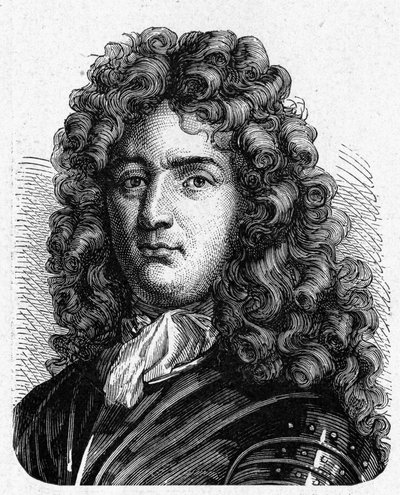 Portrait de Vauban (1633 - 1707). (Sébastien Le Prestre de Vauban) (Maréchal de France et ingénieur militaire) - dans "Album de la Science; savants illustres; Grandes découvertes" 1896. - French School