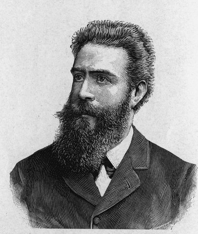 Portrait de Wilhelm Conrad Röntgen (1845 - 1923) - dans "Album de la Science; savants illustres; Grandes découvertes" 1896. - French School