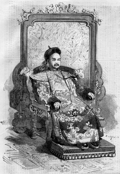 Portrait de Xianfeng (1831-1861), empereur de Chine de la dynastie Qing. Gravure dans « Le Monde Illustré » n°199 du 2 février - French School