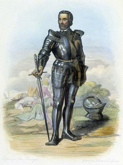 Portrait du Chevalier Bayard (1475-1524) - dans « Le Plutarque français », par Mennechet - French School