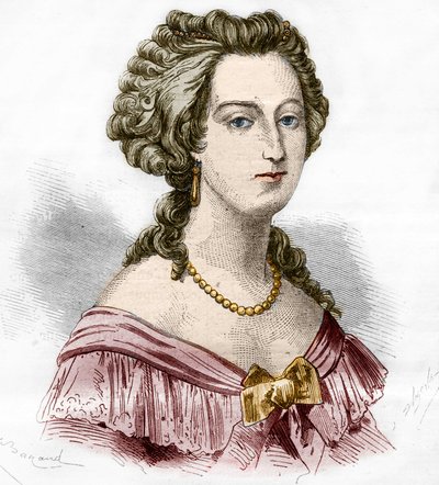 Portrait de la marquise de Boufflers Marie Françoise Catherine de Beauvau Craon (1711-1787). Gravure dans « L