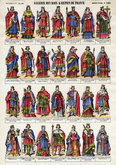 Portrait des rois et reines de France de la dynastie capétienne (dynastie capétienne) de Lothaire (941-986) à Louis X le Hutin (1289-1316). Imagerie d